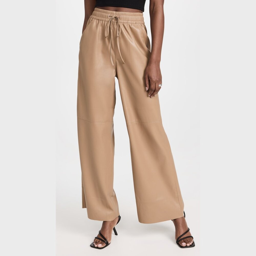 Good American Leather Wide Leg Pants Warm Camel Shopbop
